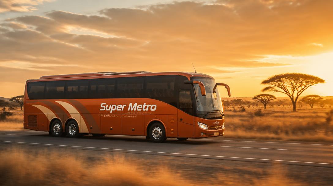 Super Metro executive coach on an East African highway